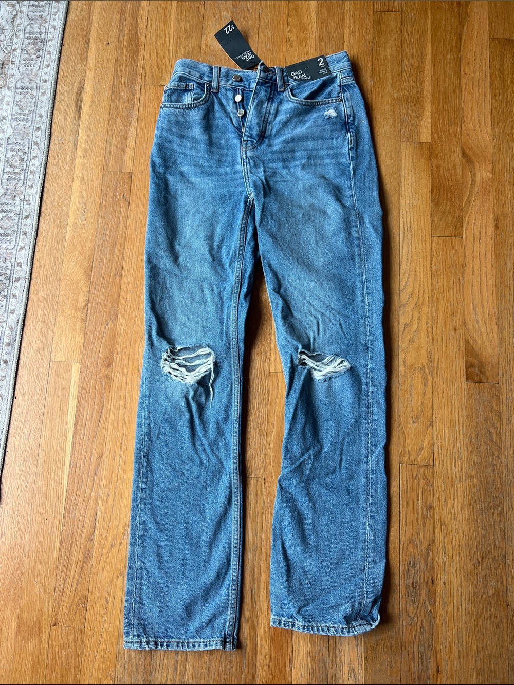 Denim&Co Women's High-Rise Distressed Blue Jeans